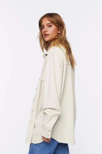 French Terry Dolphin-Hem Shacket | Forever 21 (US)