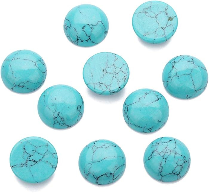 20PCS Blue Synthetic Turquoise Stone Cabochons Stone Jewelry Round Flat-Back Design No Hole Beads... | Amazon (US)