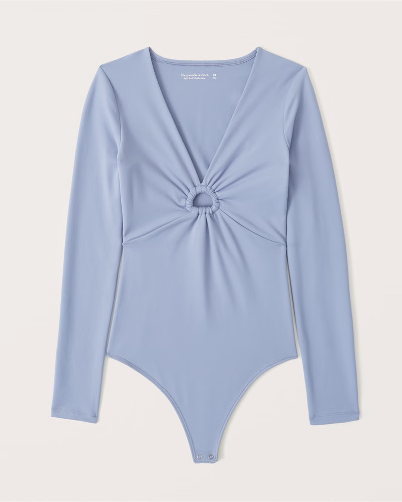 Long-Sleeve Seamless Fabric Keyhole Bodysuit | Abercrombie & Fitch (US)
