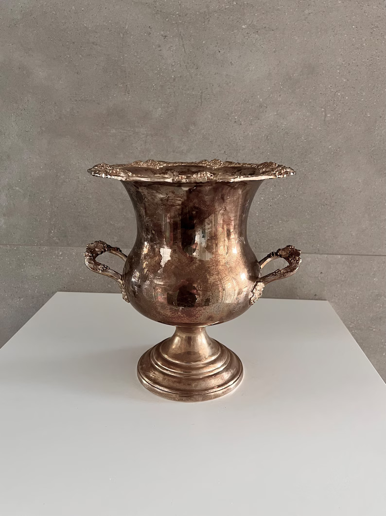 Vintage SHERIDAN ICE BUCKET, Taunton Silversmith Ltd., Tarnished Shabby Chic, Silver Plated Ornat... | Etsy (US)