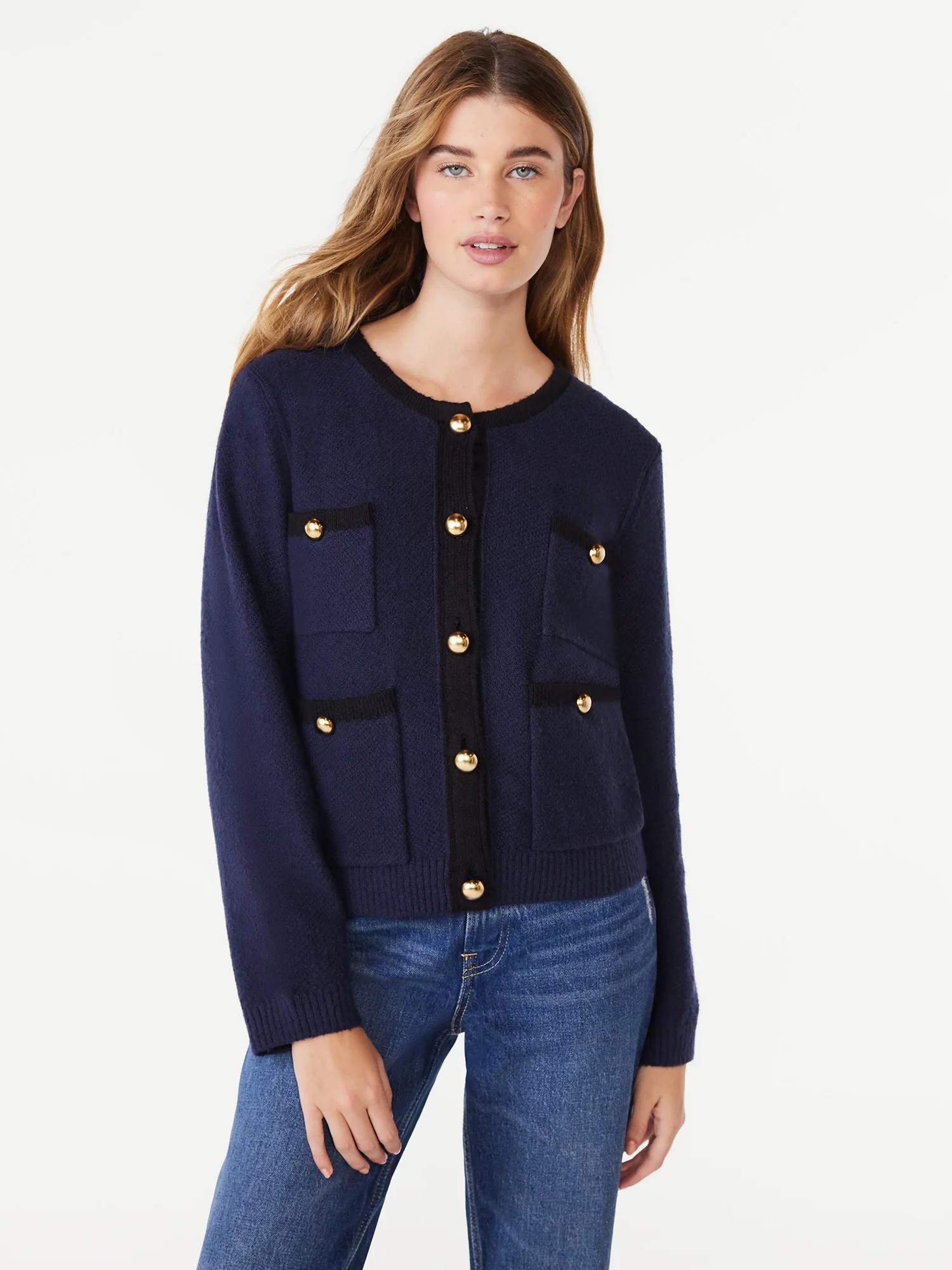 Free Assembly Women's Patch Pocket Cardigan Sweater, Midweight, Sizes XS-XXL - Walmart Sweater | Walmart (US)