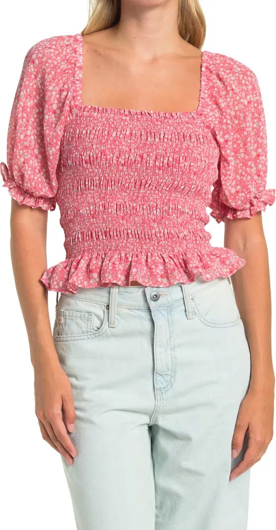 Smocked Floral Short Puff Sleeve Top | Nordstrom Rack