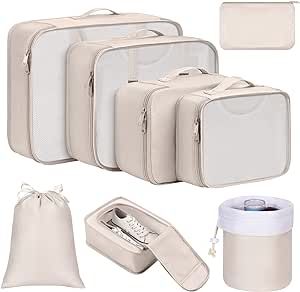 DIMJ Packing Cubes for Travel, 8Pcs Travel Cubes Set Foldable Suitcase Organizer Lightweight Lugg... | Amazon (US)