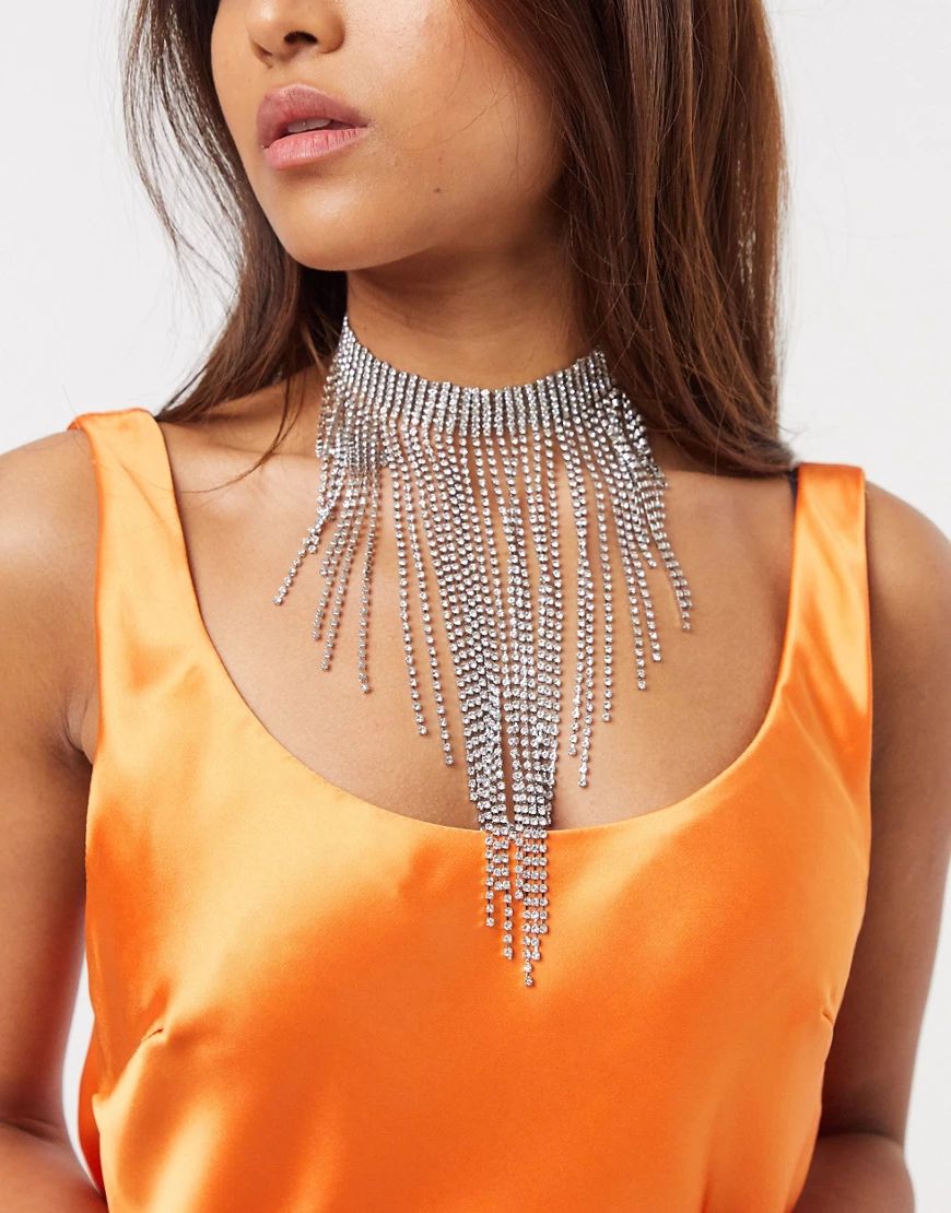 DesignB London statement crystal necklace-Silver | ASOS (Global)