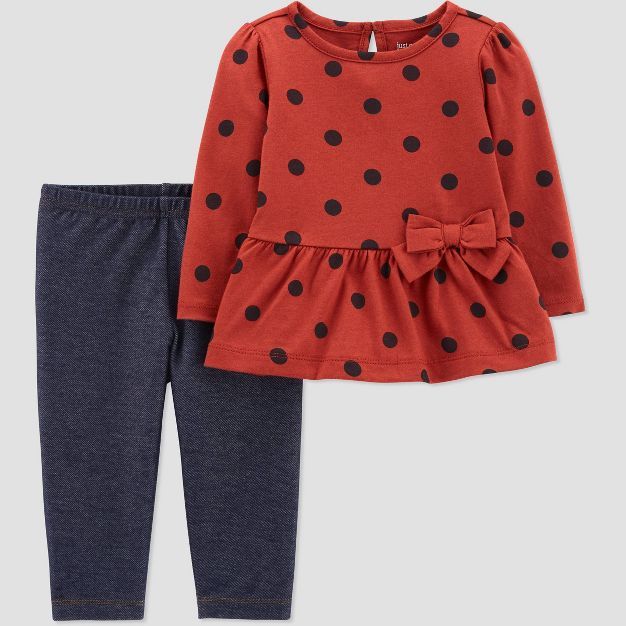 Baby Girls' 2pc Dot Top & Bottom Set - Just One You® made by carter's Brown | Target