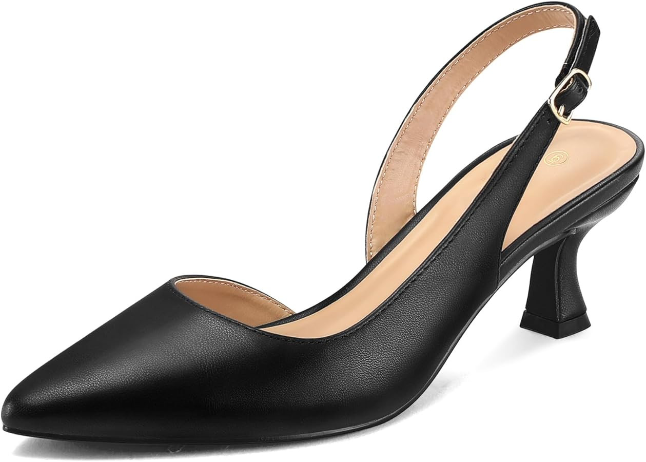 mysoft Women's Pumps Slingback Kitten Heels Pointed Toe Sexy Wedding Party Dress Pump Shoes | Amazon (US)