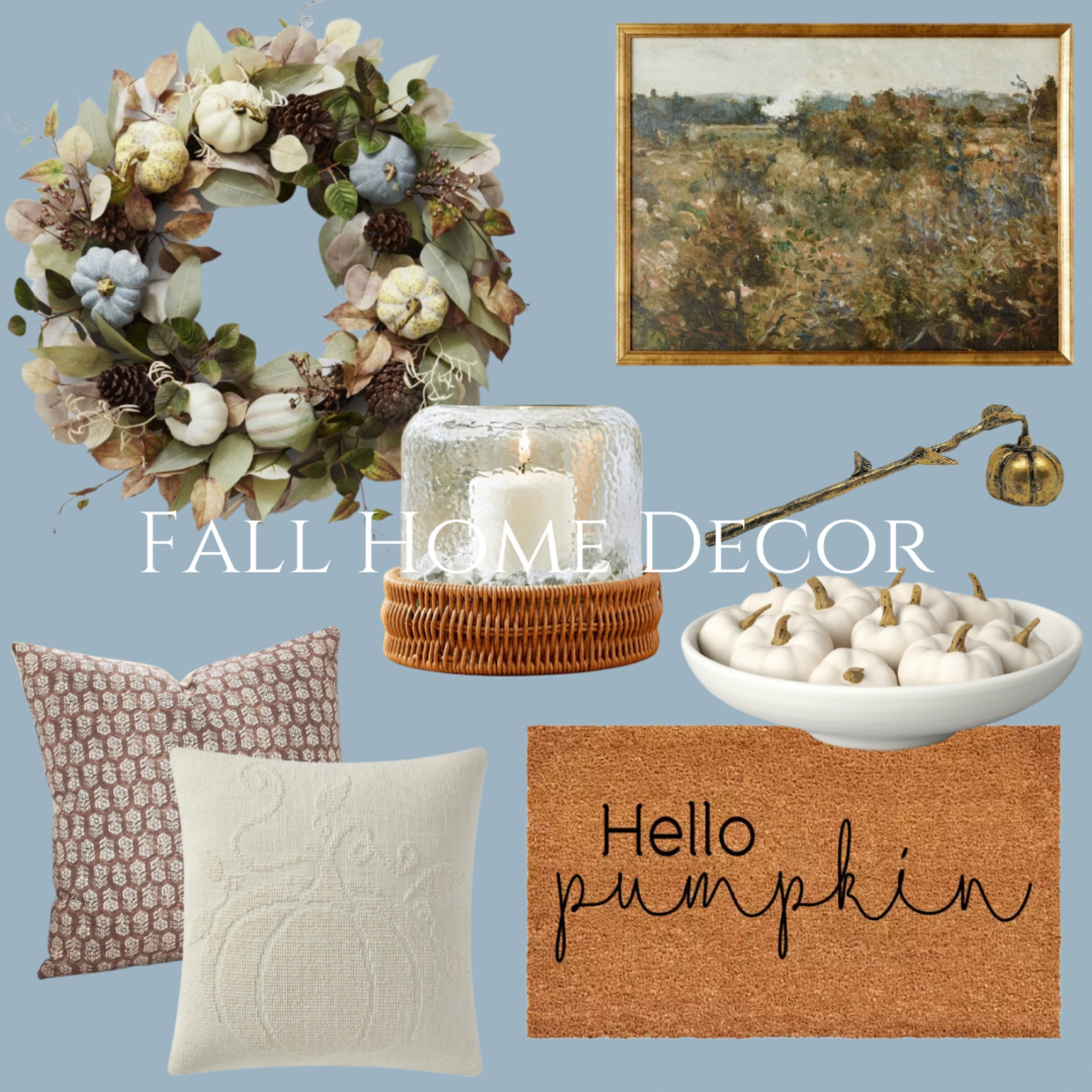 Fall decor fall home decor pumpkin wreath landscape art framed landscape art fall pillows 

#LTKSeasonal #LTKHome #LTKSaleAlert