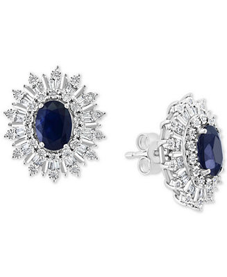 EFFY® Sapphire (1/3 ct. t.w.) & Diamond (1/3 ct. t.w.) Stud Earrings in 14k White Gold. (Also av... | Macy's