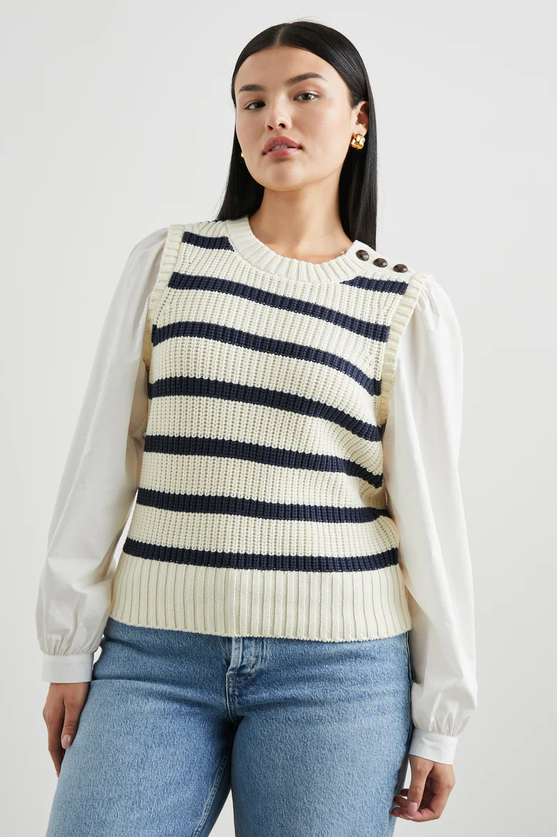 BAMBI SWEATER - IVORY NAVY STRIPE | Rails