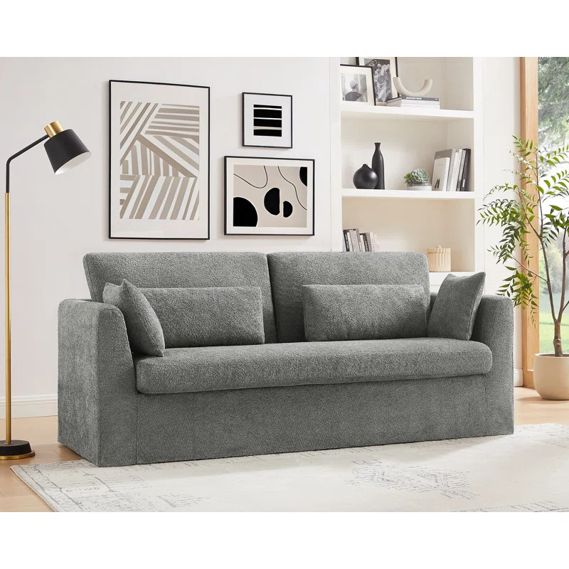 84.6" Aigar Laura Minimore Modern Sofa With Slipcover | Wayfair North America