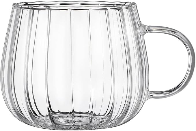UPKOCH 14oz / 400ml Clear Glass Pumpkin Mug, Transparent Coffee and Tea Cup with Handle, Vintage ... | Amazon (US)