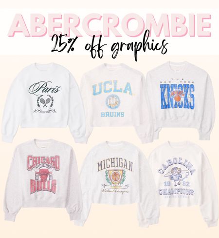 Abercrombie graphic sweatshirts on sale 25%off

#LTKSale #LTKstyletip #LTKsalealert