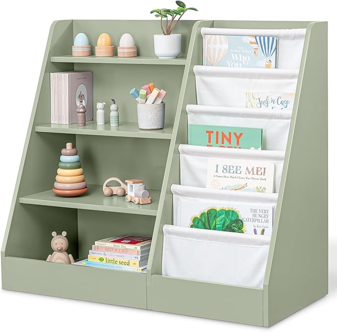 Comfy Cubs Kids Bookshelf 35.2 x 15.7 x 31.5 Inches - Sturdy MDF Montessori Book Shelf with Soft ... | Amazon (US)
