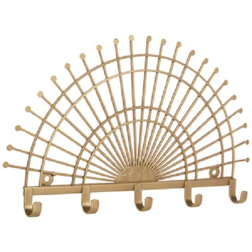 Gold Fan Metal Wall Decor With Hooks Home Office Decoration 14 Inch Wide | Walmart (US)