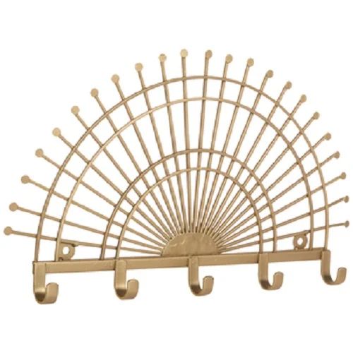 Gold Fan Metal Wall Decor With Hooks Home Office Decoration 14 Inch Wide | Walmart (US)