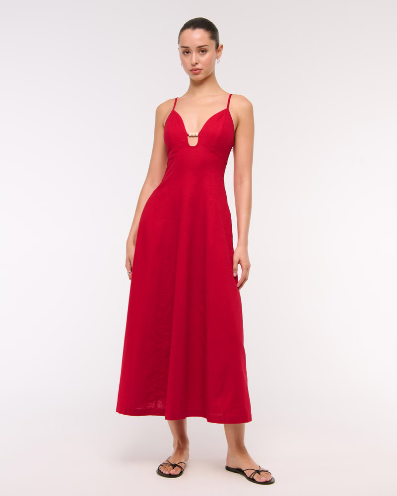 Beaded Flowy Midi Dress | Abercrombie & Fitch (US)