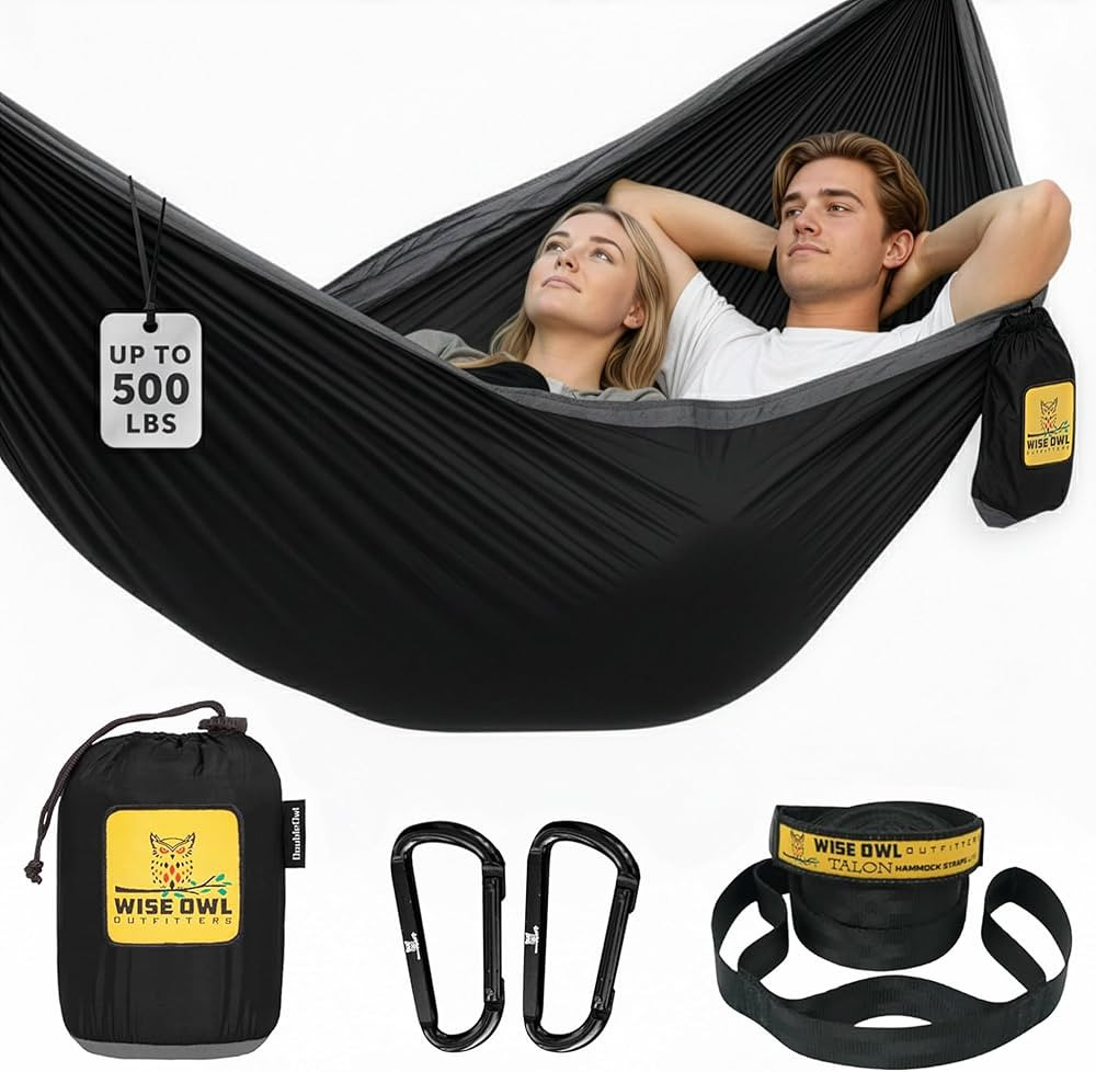 Wise Owl Outfitters Camping Hammock – 500lbs Portable Hammock with Tree Straps - Travel, Backpa... | Amazon (US)