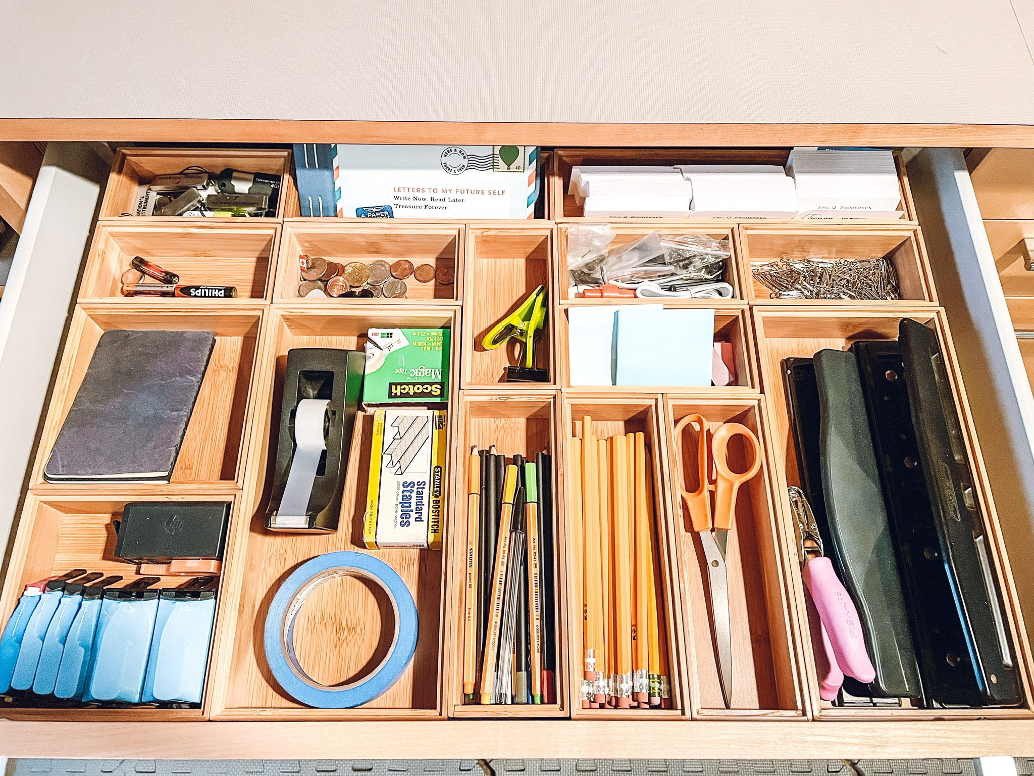 Office organization✨The Container Store Stackable Bamboo Drawer Organizers. Amazon Basics #2 Pencils. 

#LTKhome #LTKkids #LTKfamily