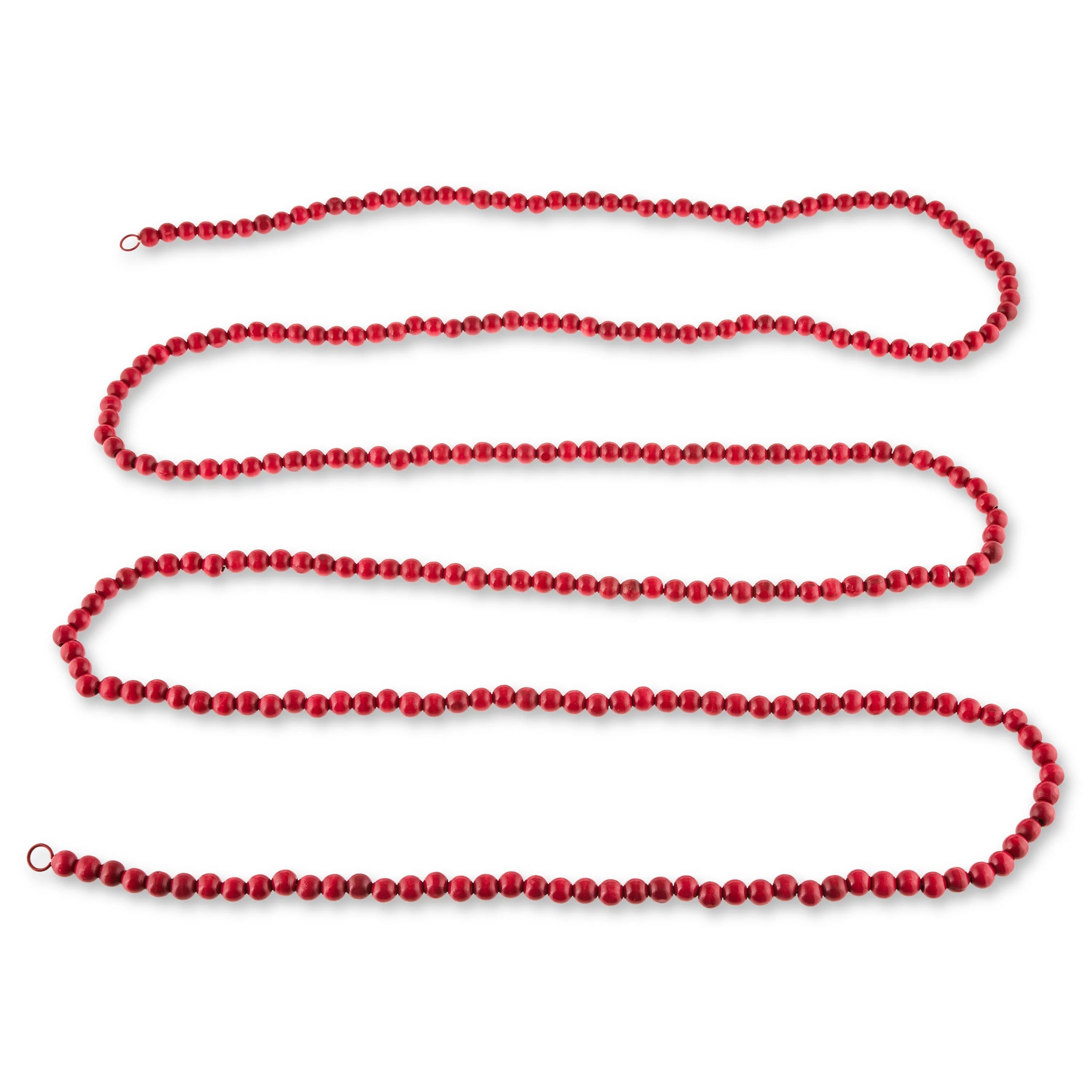 Red and Natural Decorative 14mm Wood Bead Garland,12 ft, by Holiday Time | Walmart (US)