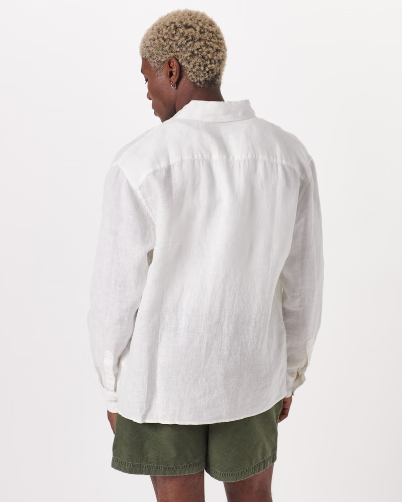 Linen Button-Up Shirt | Abercrombie & Fitch (US)