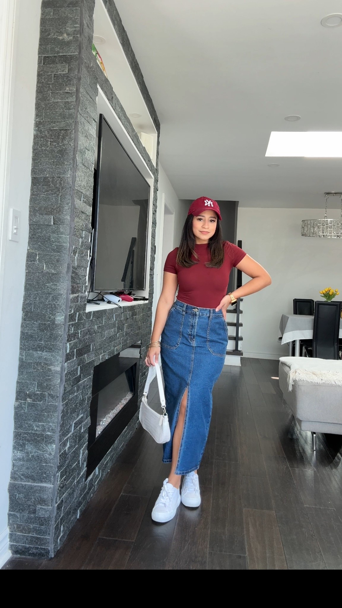 Casual spring outfits - denim midi skirt - size small 

#LTKspring #LTKcanada #LTKpetite