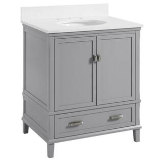 Dorel Living Irving 30 in. W Bath Vanity in Gray with Ocean Mist Engineered Stone Vanity Top with... | The Home Depot