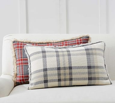 Nottingham Plaid Faux Fur Back Lumbar Pillow Covers | Pottery Barn (US)