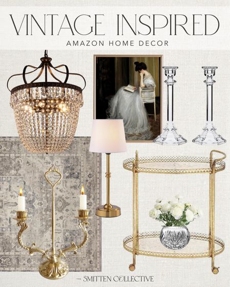 Amazon vintage inspired home decor!

grey oriental rug, crystal chandelier, gold bar cart, wireless lamp, candlesticks, vase

#LTKstyletip #LTKfindsunder50 #LTKhome