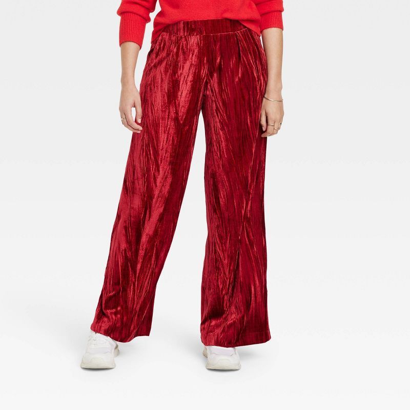 Women's High-Rise Wide Leg Velvet Pull-On Pants - A New Day™ | Target