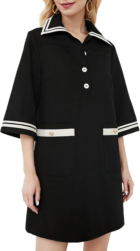 Kedera Women Short Sleeves Button Shift Dress V Neck Summer Tshirt Dress with Pockets | Amazon (US)