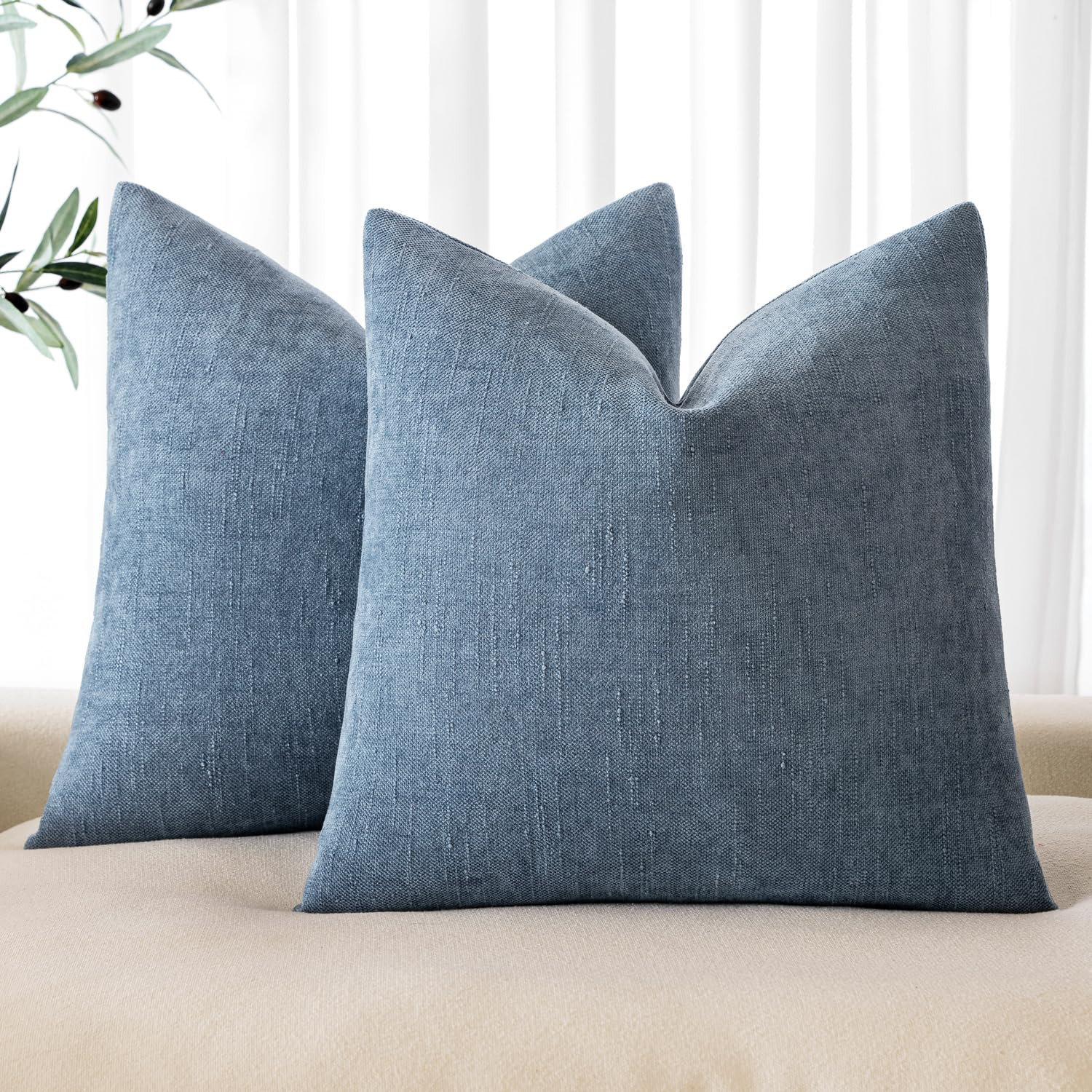 MIULEE Pack of 2 Decorative Throw Pillow Covers Soft Chenille Throw Pillows Solid Textured Cushio... | Amazon (US)