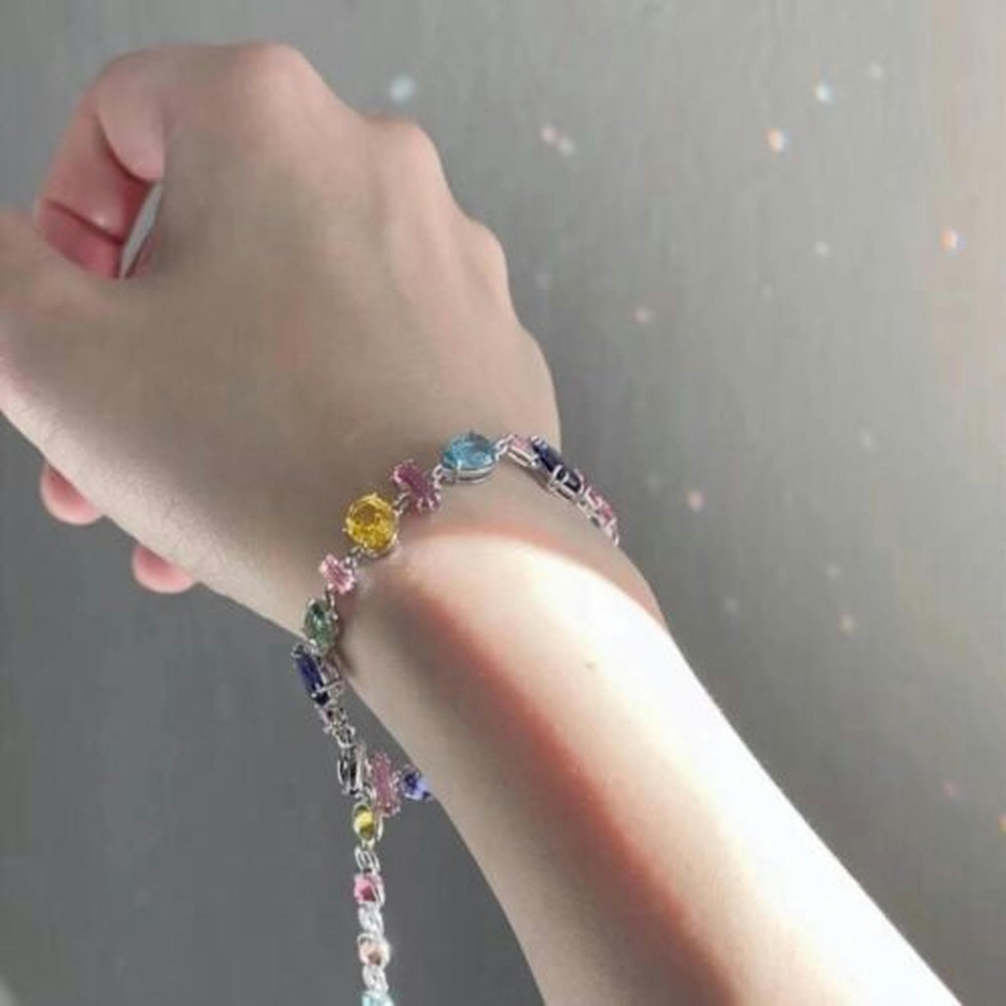 Alloy Colorful Crystal Necklace Geometrically Shape Clavicle Chain-Bracelet | Amazon (US)
