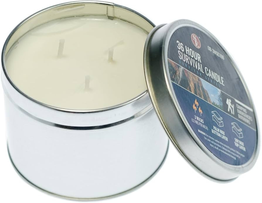 SE 3-Wick Emergency Candle, 36 Hours Long Burning, Top Layer Soy Wax, Great Light Source Gear for... | Amazon (US)