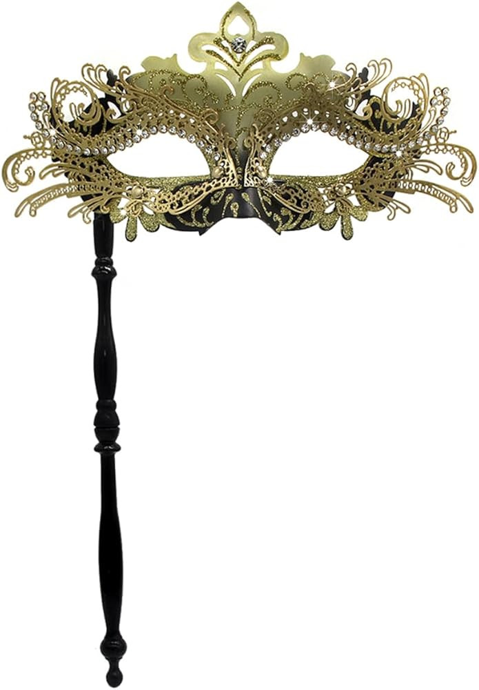 WILOVCOS Womens Masquerade Mask with Stick, Handheld Mardi Gras Mask,Venetian Party Masks | Amazon (US)
