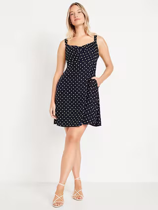Fit & Flare Crepe Mini Dress | Old Navy (US)
