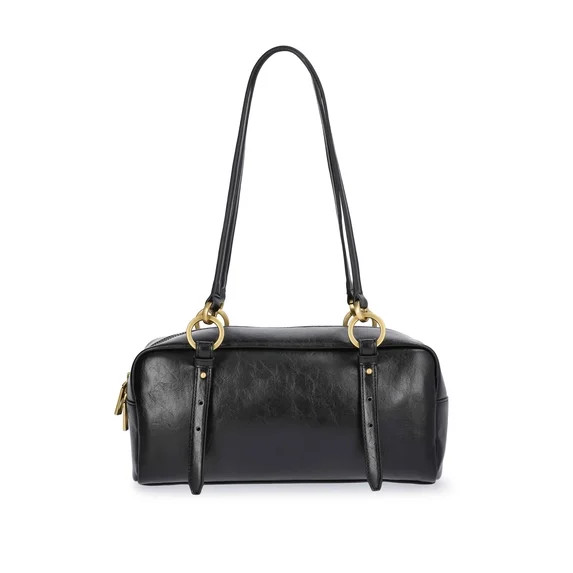 Scoop Women's Faux Leather Top Handle Shoulder Bag, Black | Walmart (US)