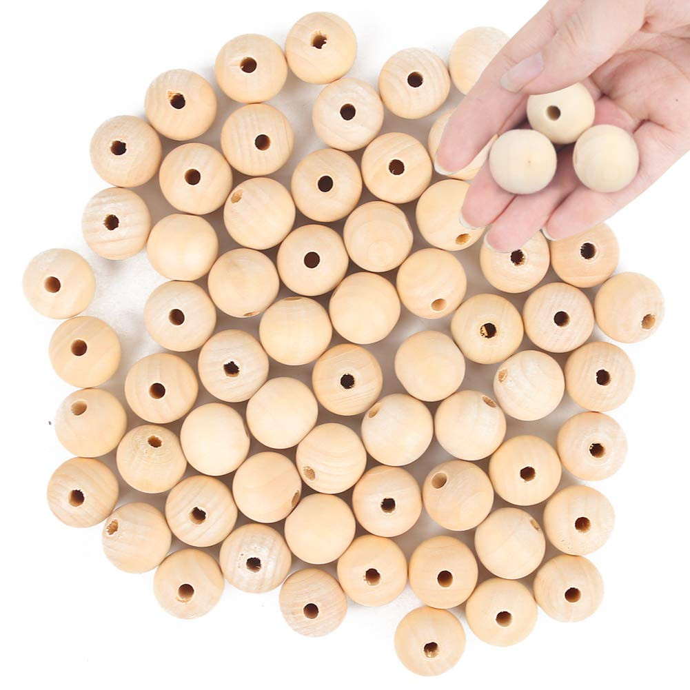 BigOtters 65pcs 25mm Wood Beads, 1Inch Natural Round Wooden Beads Unfinished Loose Wood Beads Cra... | Amazon (US)