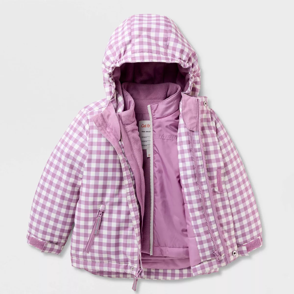 Toddler 3-in-1 Winter Snowplay Plaid Jacket - Cat & Jack\u2122 Purple 5T | Target