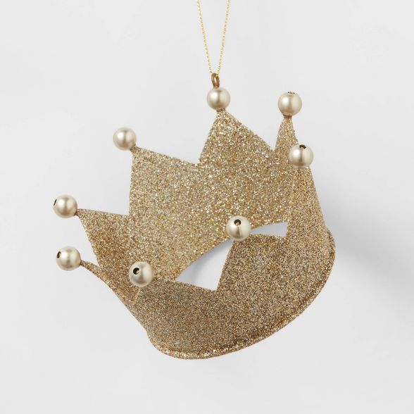 Metal Glitter Crown Christmas Tree Ornament Gold - Wondershop™ | Target
