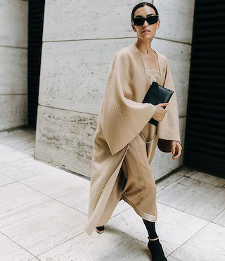 x Elizabeth Damrich Kitty Wool Blend Open Front Cape Coat | Dillard's