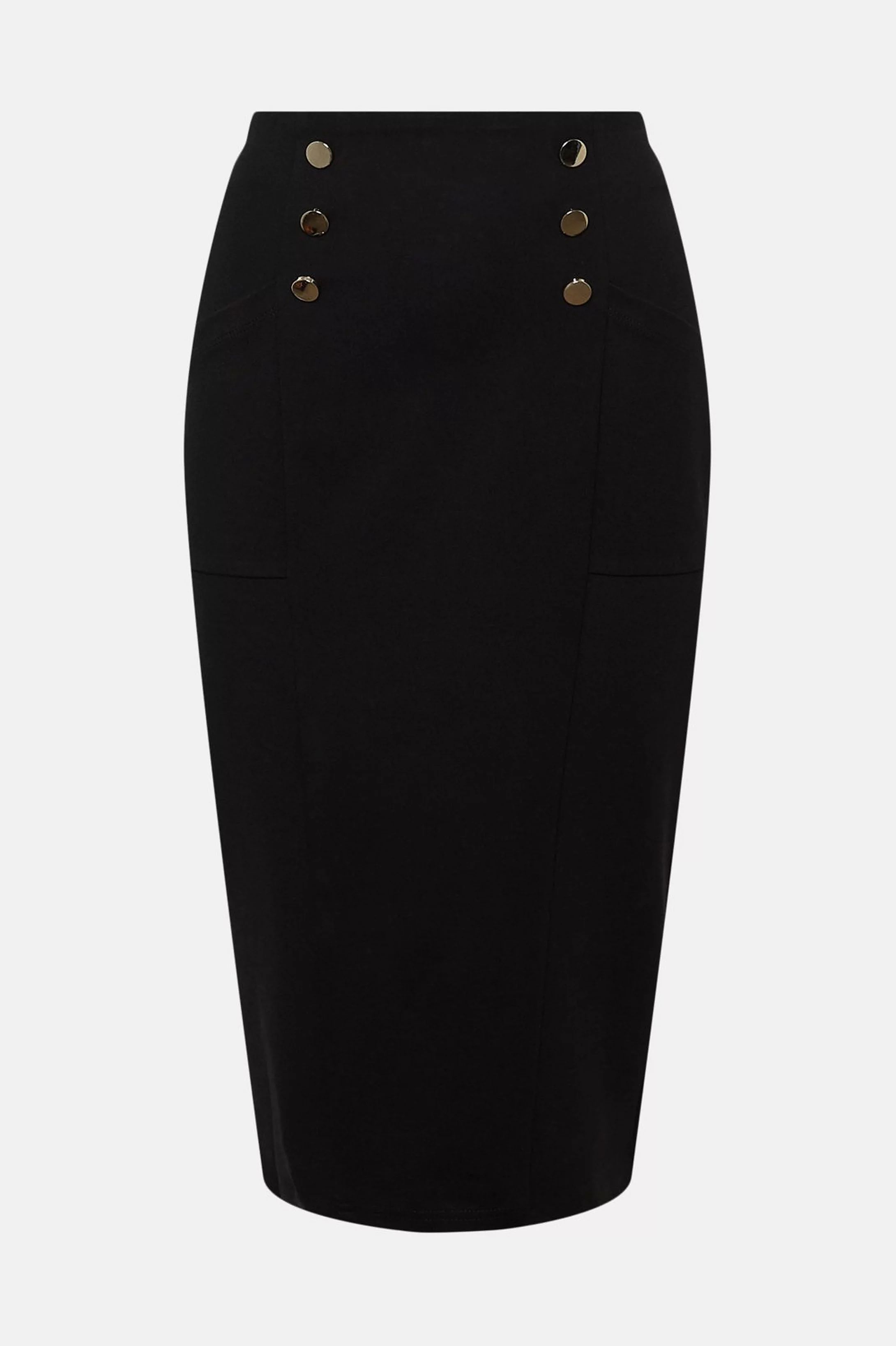 Button Pocket Ponte Midi Skirt | Karen Millen US