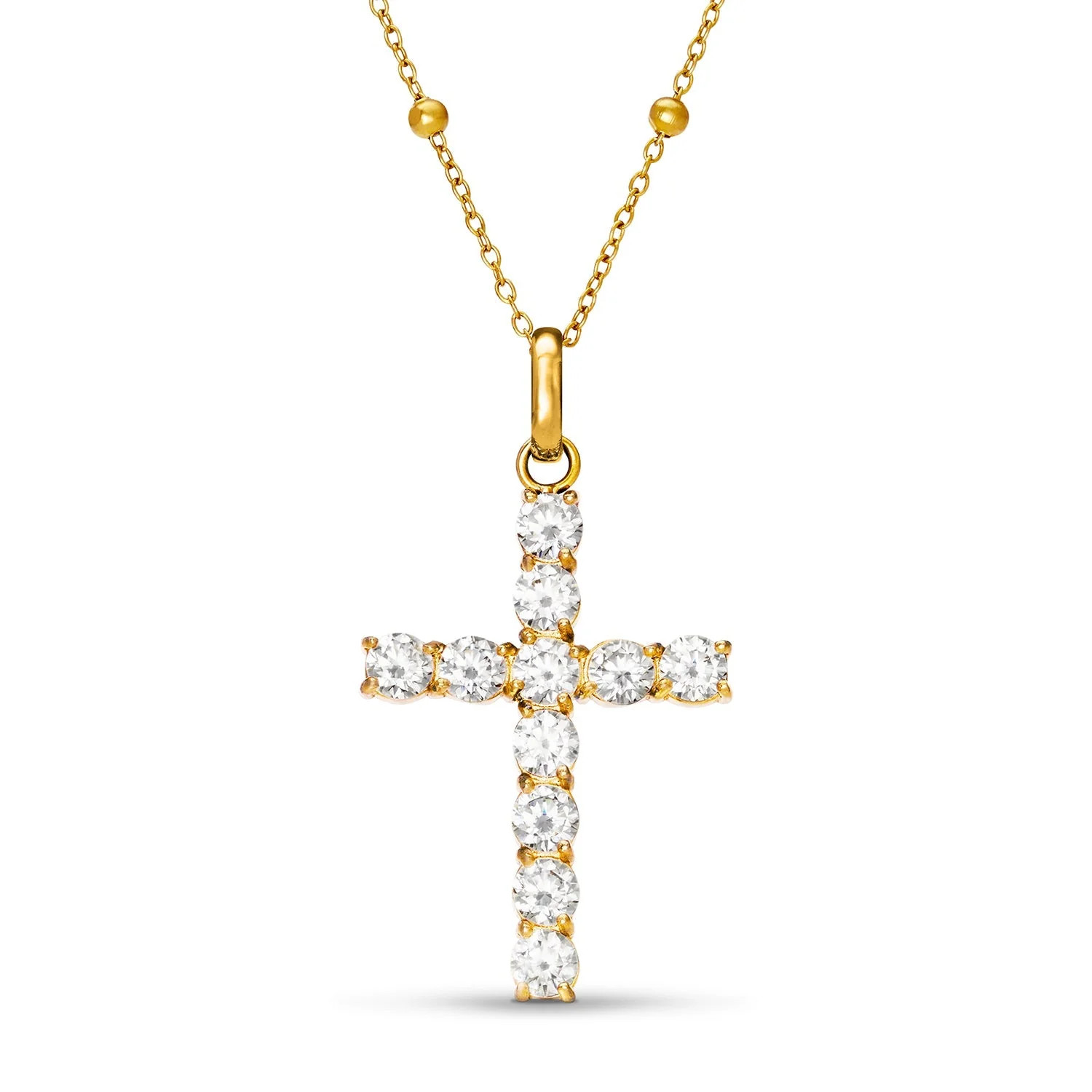 La Croix Crystal Cross Necklace (Gold) | Abbott Lyon