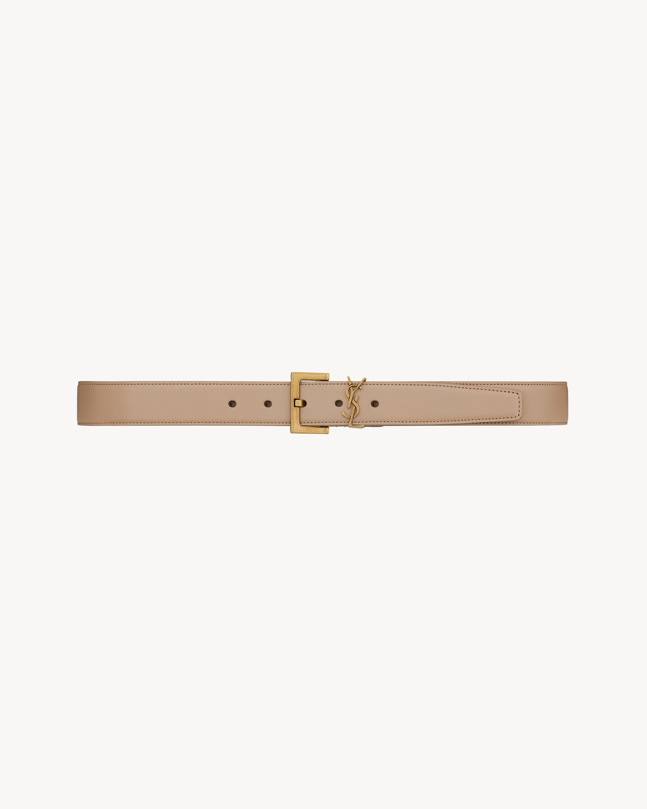 Saint Laurent Cassandre Belt In Smooth Leather - Beige - Women - 39.5 | Saint Laurent Inc. (Global)