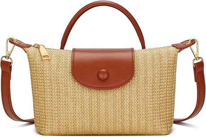 KKXIU Top Handle Small Straw Woven Crossbody Bag for Women Summer Mini Straw Beach Clutch Shoulde... | Amazon (US)