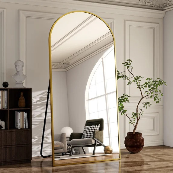 Easy4Home 71"x 30" Arch-Top Oversized Full Length Mirror Metal Frame Freestading Floor Mirror, Go... | Walmart (US)