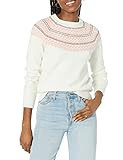 Amazon Essentials Women's Soft-Touch Crewneck Fair Isle Pattern Sweater, Ivory Pink Fair Isle Print, Medium | Amazon (US)