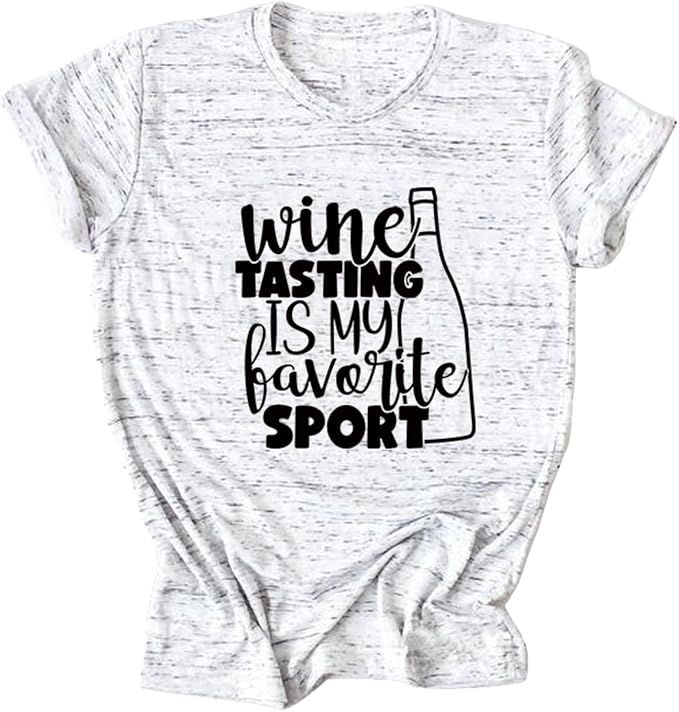 Wine Tasting is My Favorite Sport T-Shirt Women Funny Wine Drinking Lover Shirts Casual Short Sle... | Amazon (US)