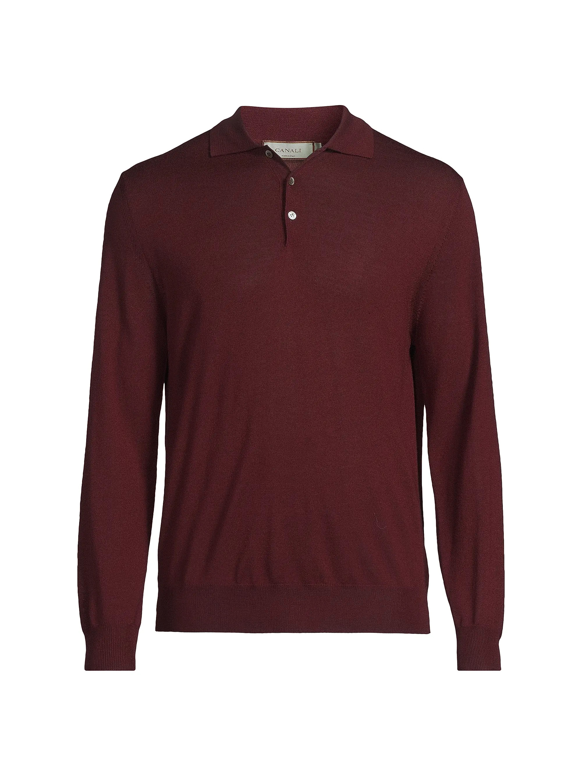 Wool Long-Sleeve Polo Shirt | Saks Fifth Avenue