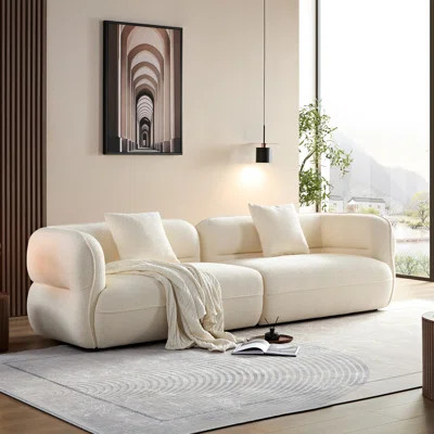 Elegant White Sectional Sofa With Durable Fabric, Solid Wood Frame, High Density Sponge Filler, Ideal For Living Rooms, Stylish And Comfortable, Perfe | Wayfair North America