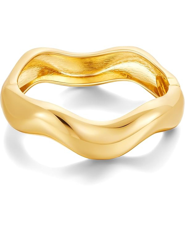 Chunky Gold Bangles Bracelet for Women Trendy Statement Bracelet Dainty Charm Gold Jewelry | Amazon (US)